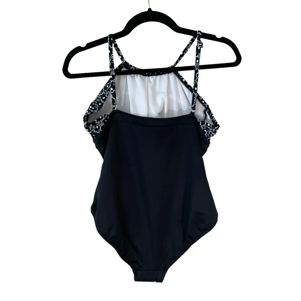 NWT SWIM SOLUTIONS Floral Tummy Control One Piece Swimsuit Bathing Suit 10 Pool - Picture 5 of 11